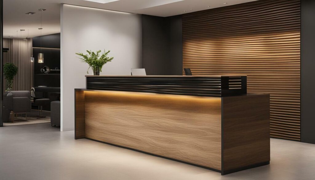 reception desk design incorporating brand identity